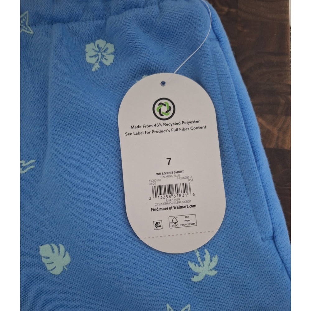 Wonder Nation Girls Knit Shorts Size 7 NWT Calming Blue Tropical Ocean Beach - Picture 2 of 4